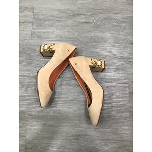 NWOB Pikolinos Nude Suede Floral Embroidered Block Heel Pumps Sz 39 US 8.5 Boho